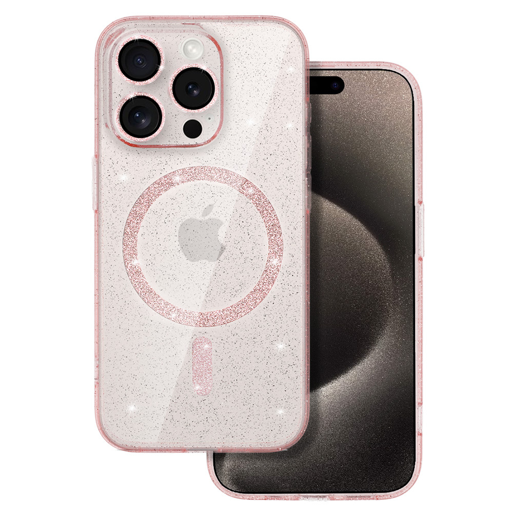 Puzdro Glitter Magsafe pre Samsung Galaxy S24 Ultra Pink Clear