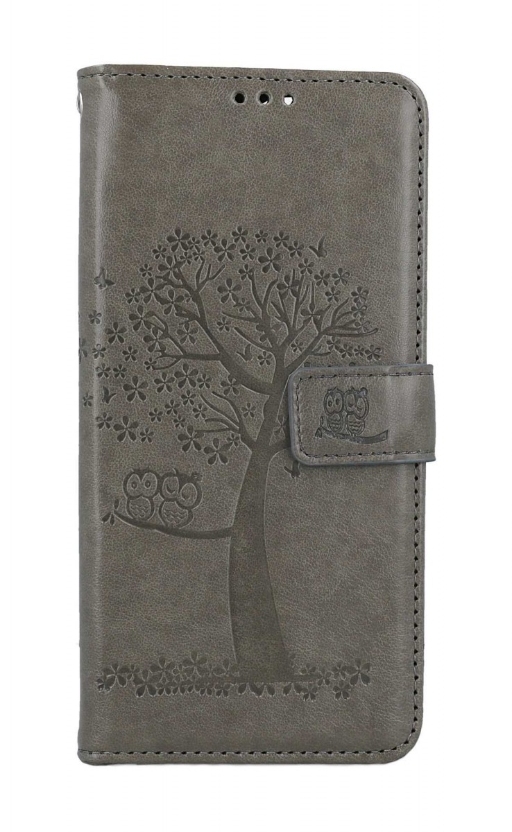 Flipové puzdro TopQ pre Xiaomi Redmi 13C Šedý strom sovičky