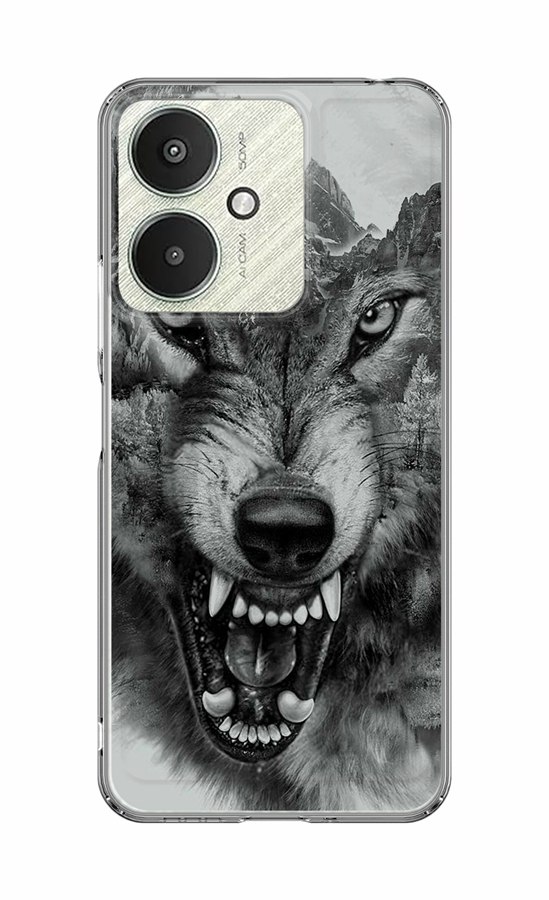 Zadný pevný kryt Image na Xiaomi Redmi 13C Čiernobiely vlk