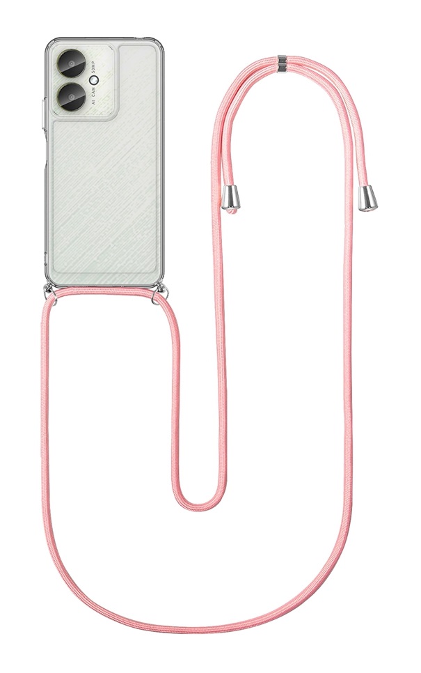 Zadný kryt Xiaomi Redmi 13C s ružovou šnúrkou priehľadný