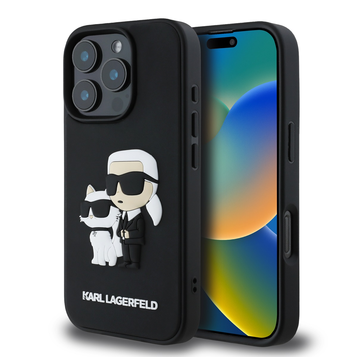 Zadný kryt Karl Lagerfeld PU Saffiano Karl and Choupette pre iPhone 16 Pro Max Black
