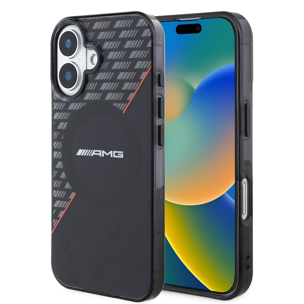 Zadný kryt AMG Rhombs MagSafe pre iPhone 16 Plus Black-Red