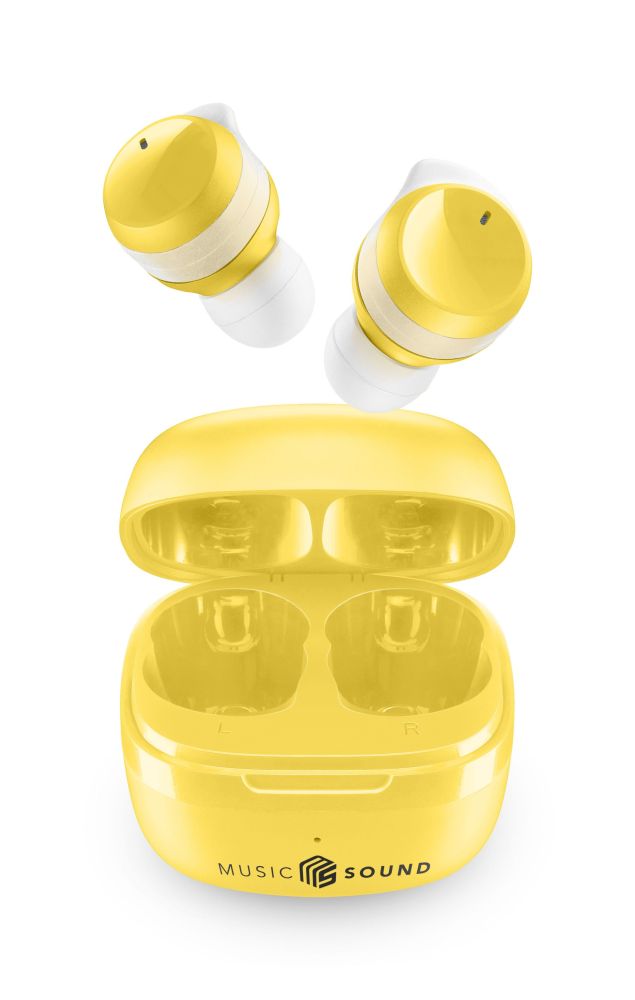 Bezdrôtové slúchadlá do uší TWS Music Sound FLOW, žlté