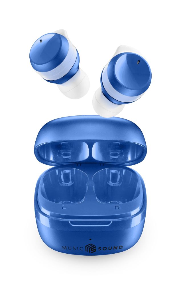 Bezdrôtové slúchadlá do uší TWS Music Sound FLOW, modré