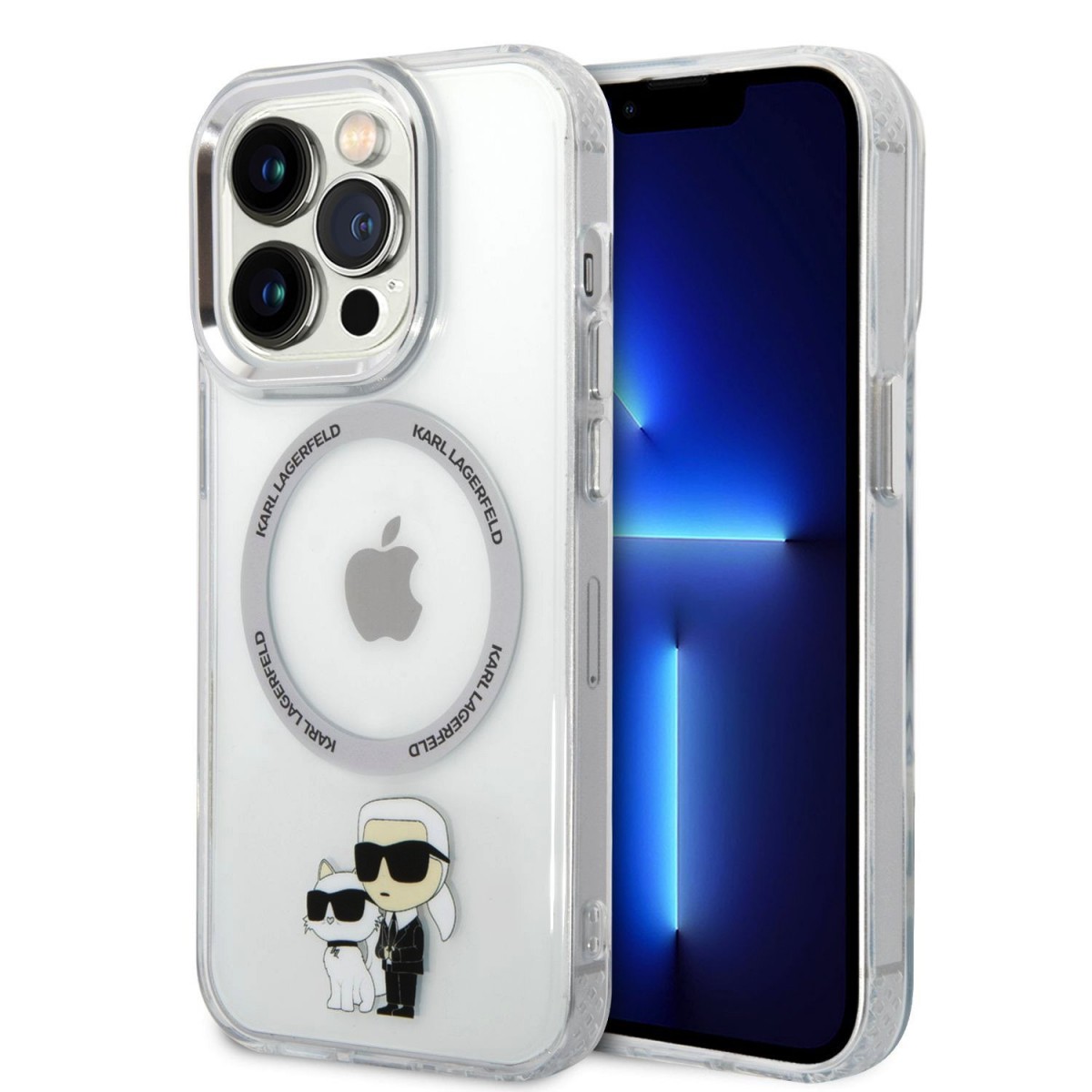 Zadný kryt Karl Lagerfeld IML Karl and Choupette NFT MagSafe pre iPhone 15 Pro Max Transparent