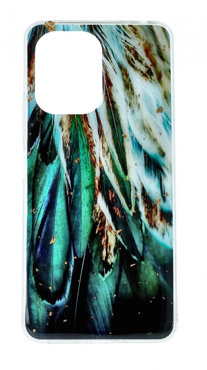 Zadný kryt Gold Glam na Xiaomi Redmi 13C Feathers
