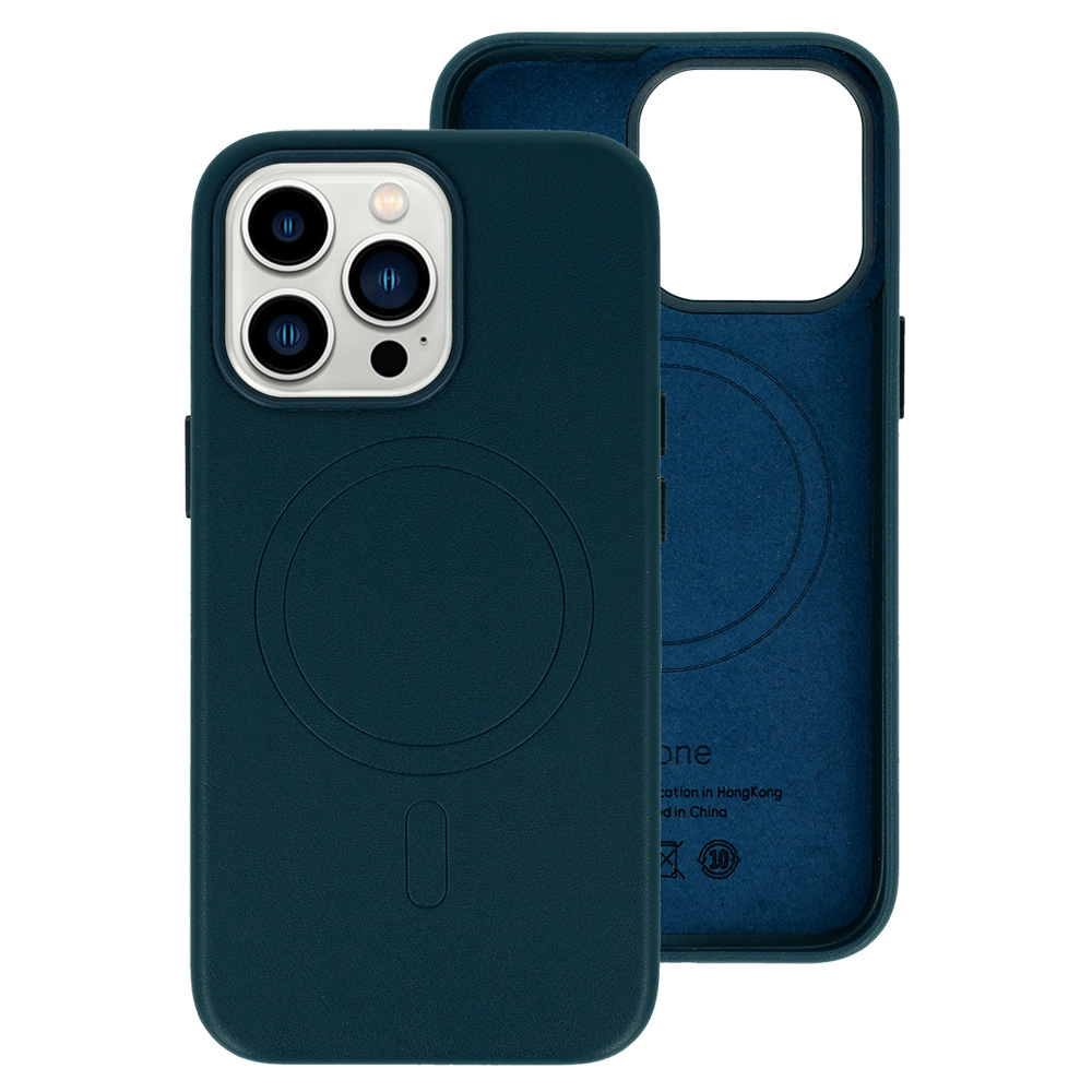 Zadný kryt MagSafe Leather pre Iphone 14 Pro Navy