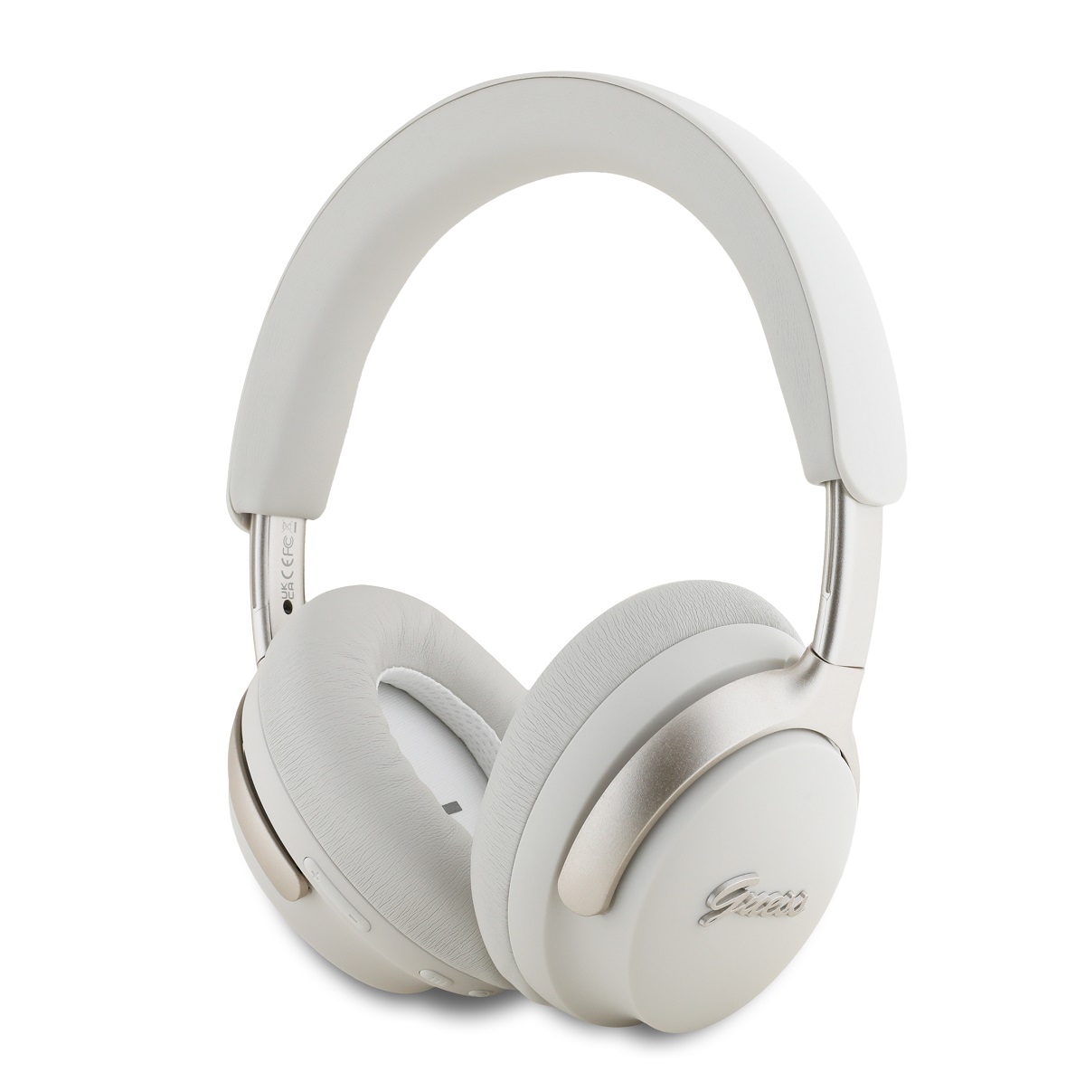 Bezdrôtové slúchadlá Guess PU Leather Script Logo ANC/ENC White