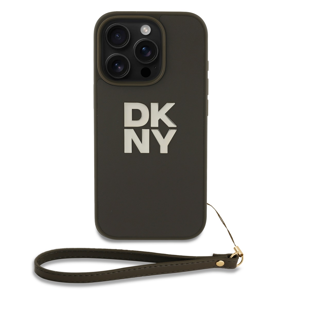 Zadný kryt DKNY PU Leather Stack Logo Wrist Strap pre iPhone 16 Pro Green