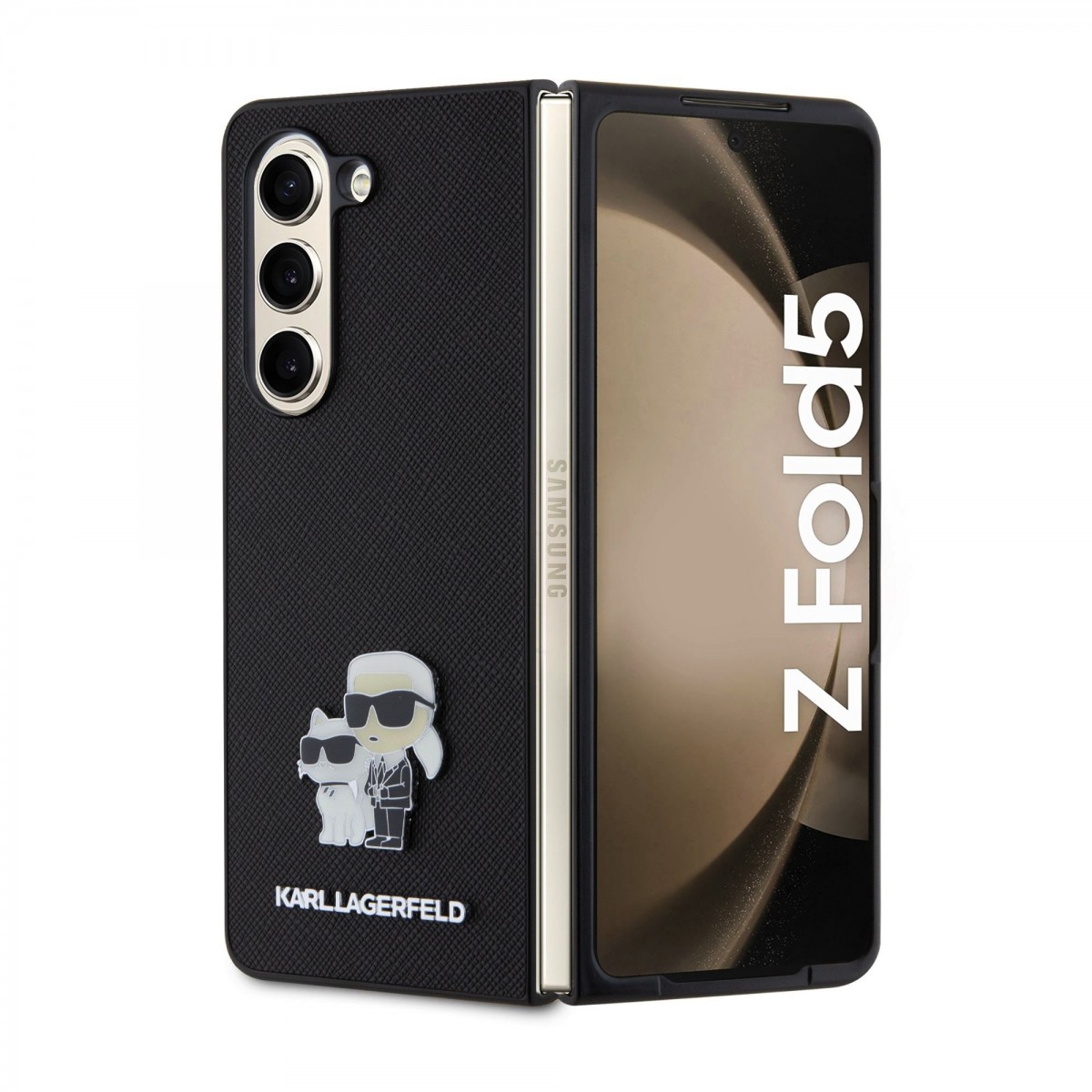Zadný kryt Karl Lagerfeld PU Saffiano Karl and Choupette NFT pre Samsung Galaxy Z Fold 5 Black