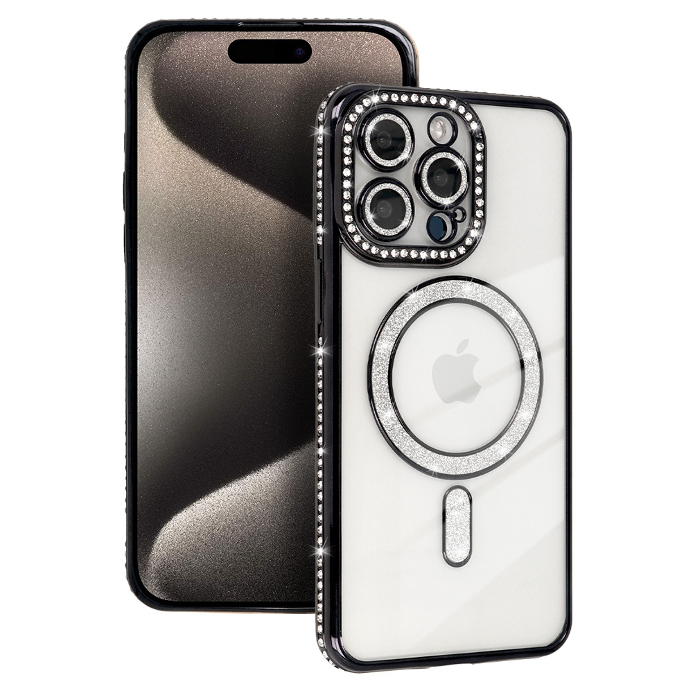 Zadný kryt Bling Magsafe pre Samsung Galaxy S24 Ultra čierny
