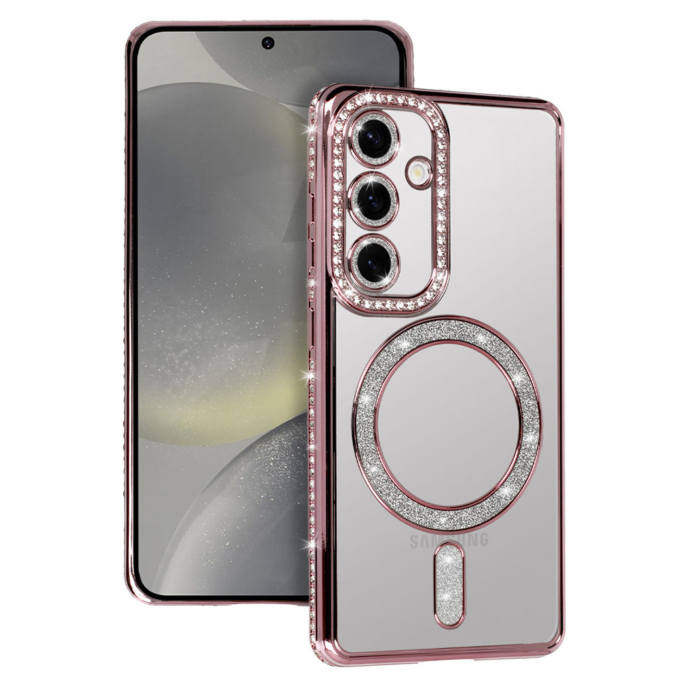 Zadný kryt Bling Magsafe pre Samsung Galaxy S25 Ultra pink