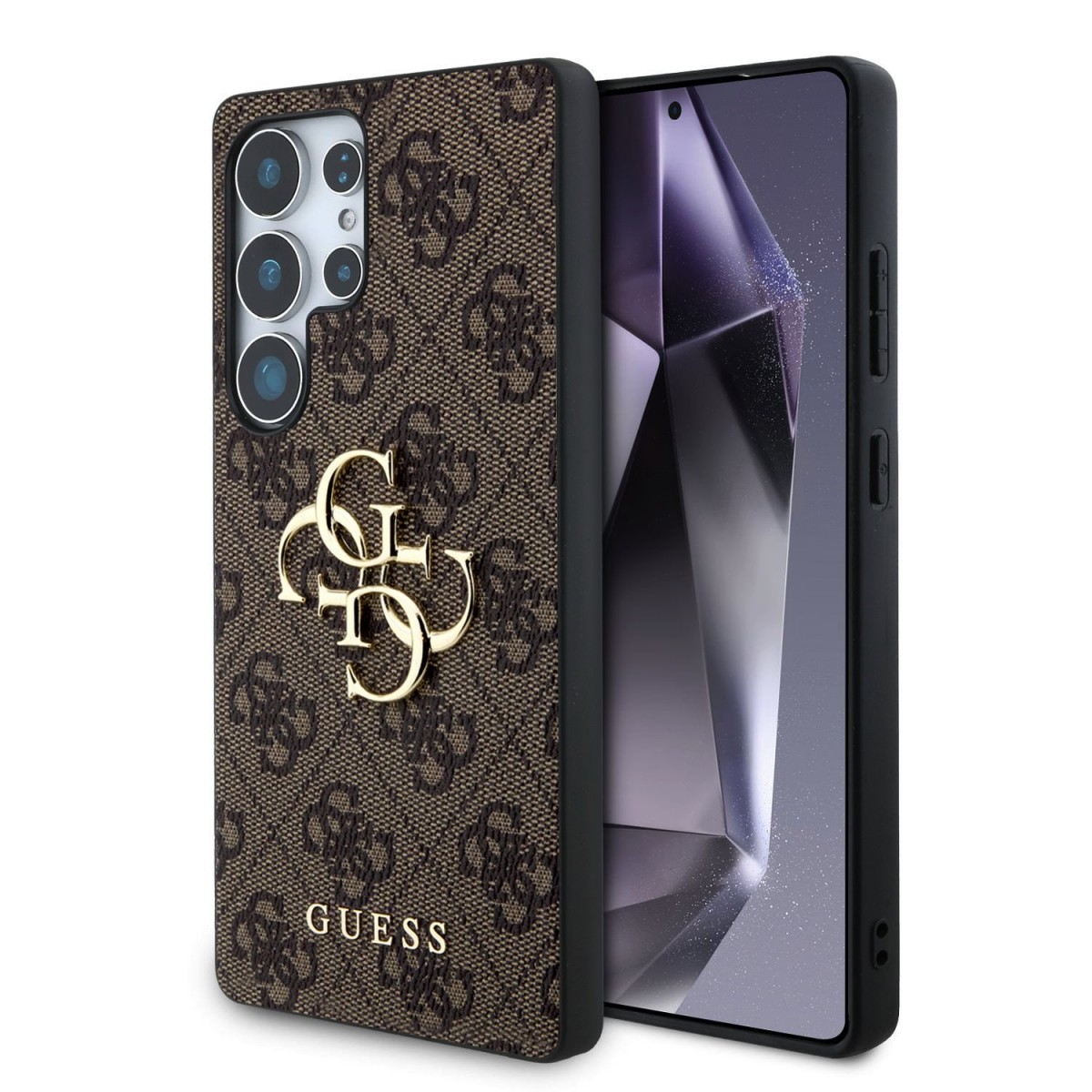 Zadný kryt Guess PU 4G Metal Logo pre Samsung Galaxy S25 Ultra Brown