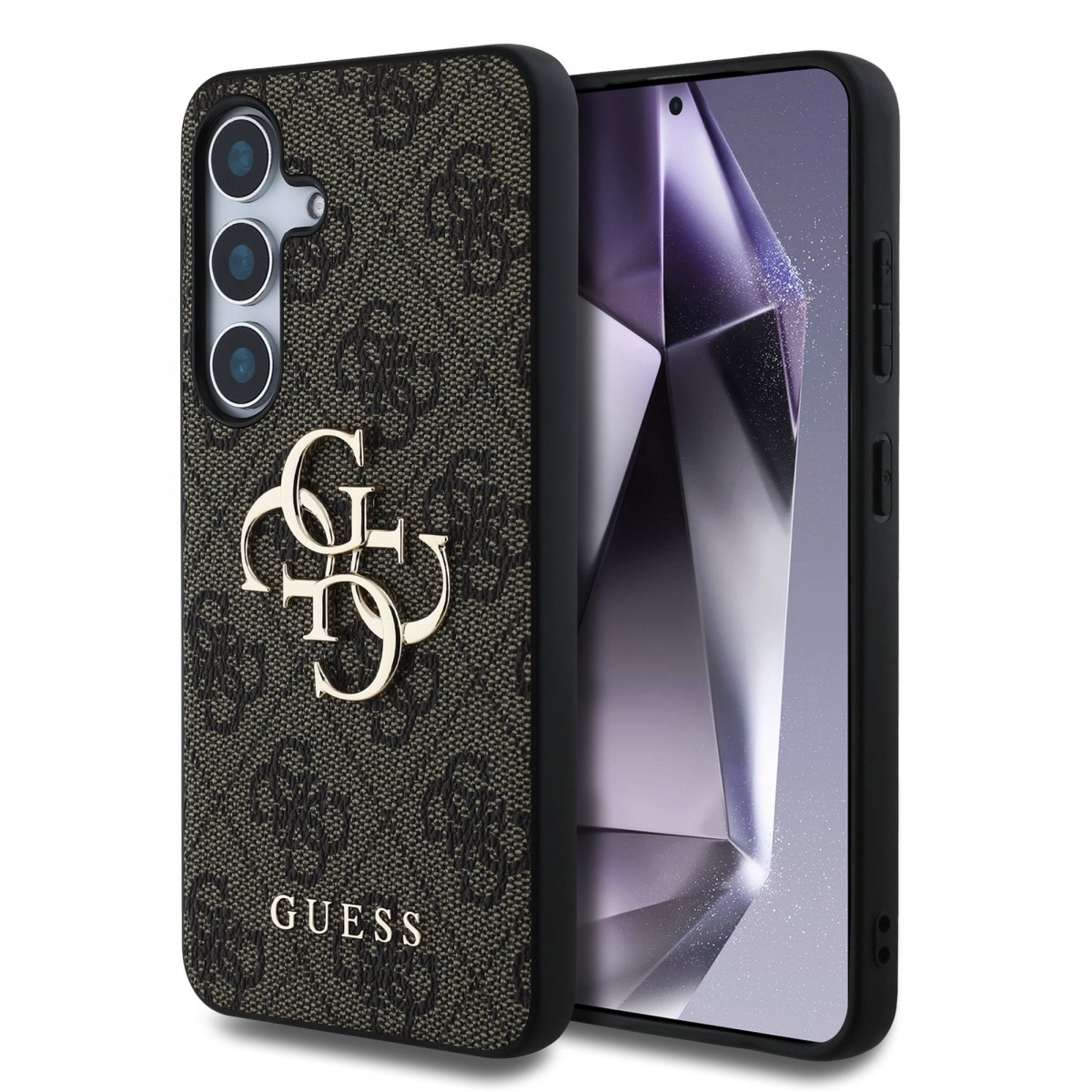 Zadný kryt Guess PU 4G Metal Logo pre Samsung Galaxy S25+ Brown
