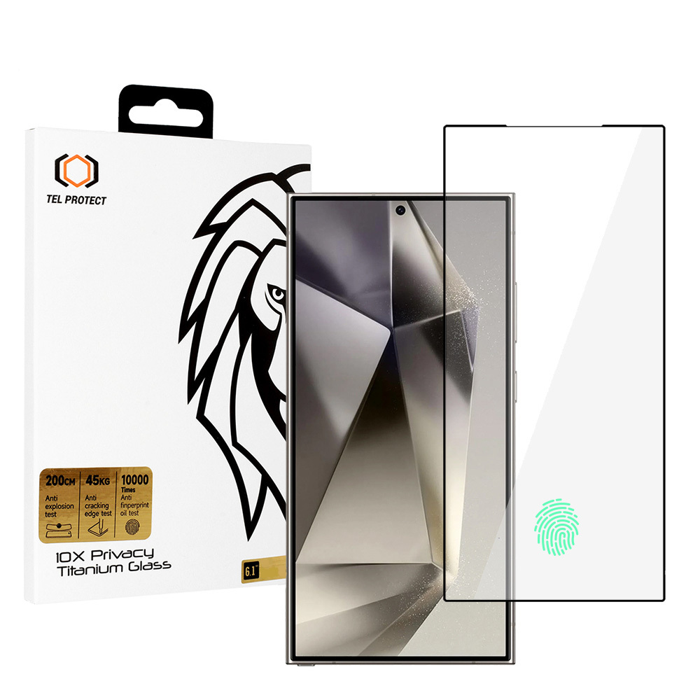 Tvrdené sklo Tel Protect 10X Privacy Titanium pre Samsung Galaxy S25 Ultra (s odomykaním odtlačkom prsta)