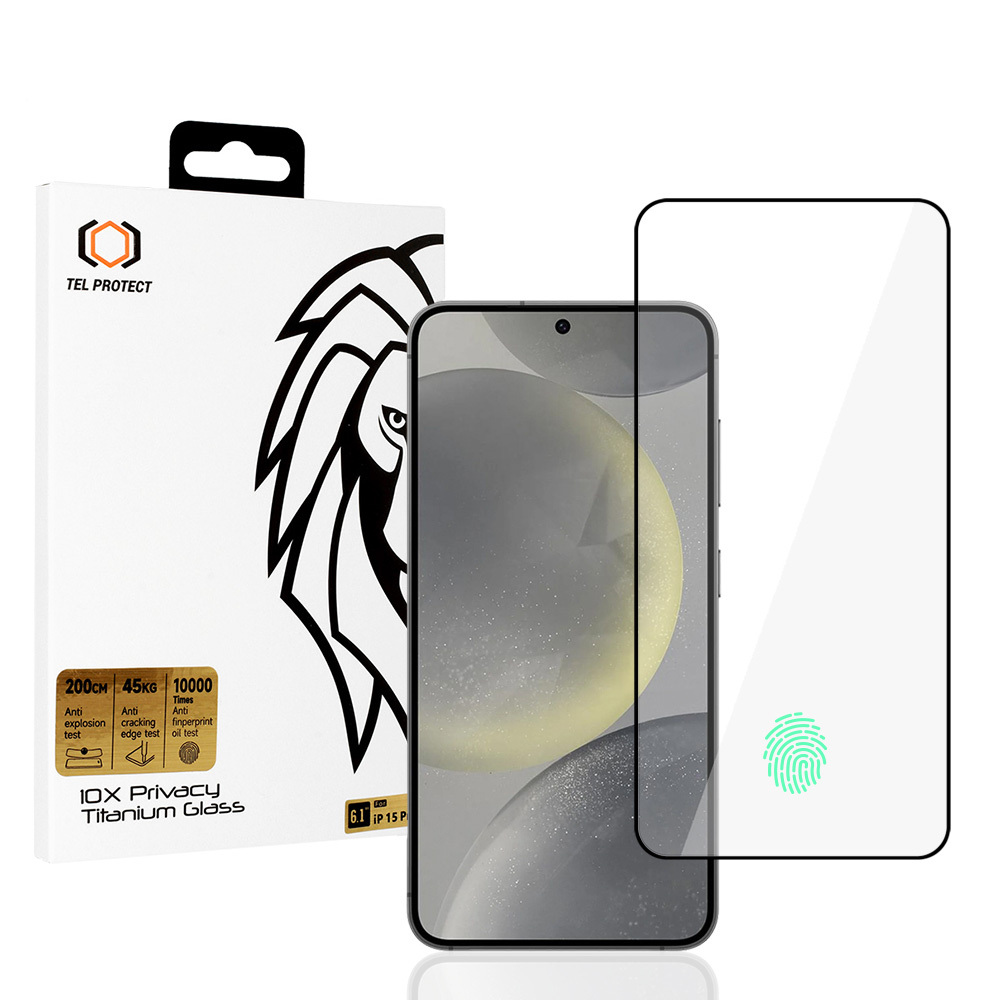 Tvrdené sklo Tel Protect 10X Privacy Titanium pre Samsung Galaxy S25 Plus (s odomykaním odtlačkom prsta)
