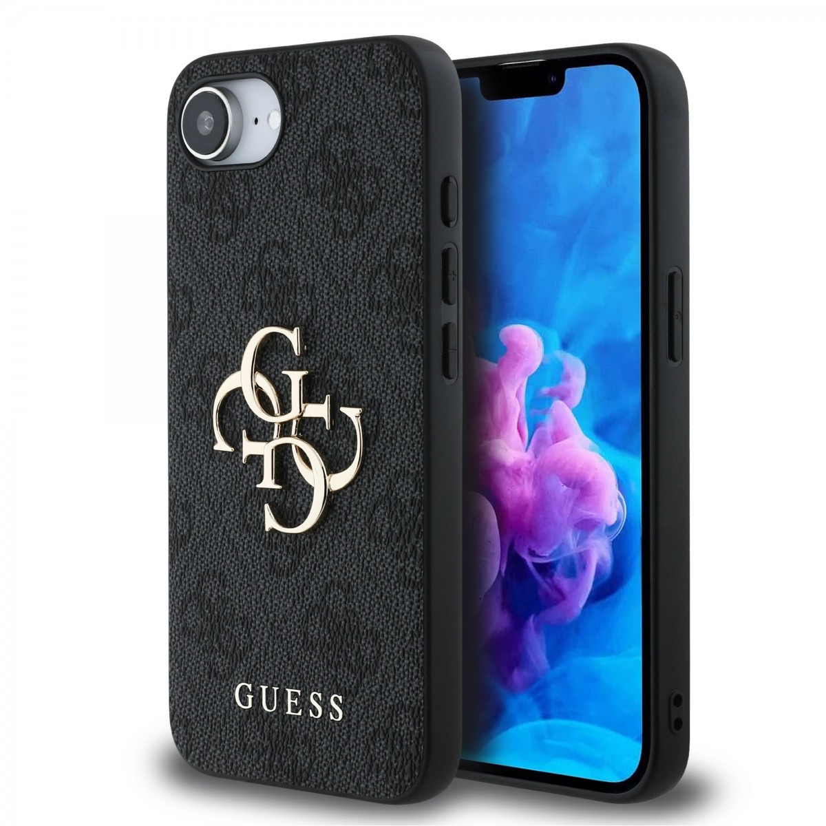 Zadný kryt Guess PU 4G Metal Logo pre iPhone 16e Grey
