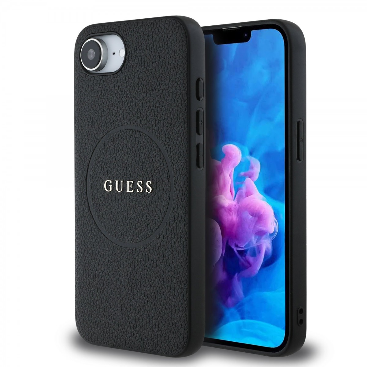 Zadný kryt Guess PU Grained Classic Logo MagSafe pre iPhone 16e Black