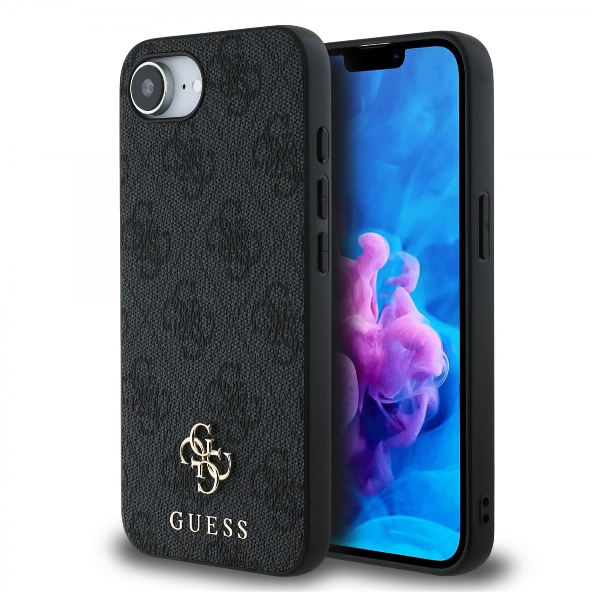Zadný kryt Guess PU 4G Small Metal Logo MagSafe pre iPhone 16e Grey