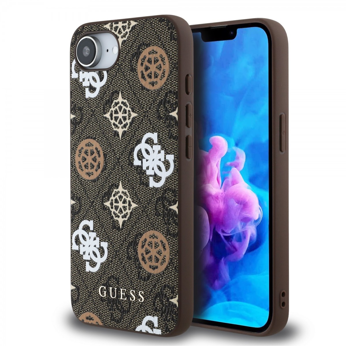 Zadný kryt Guess PU 4G Peony MagSafe pre iPhone 16e Brown