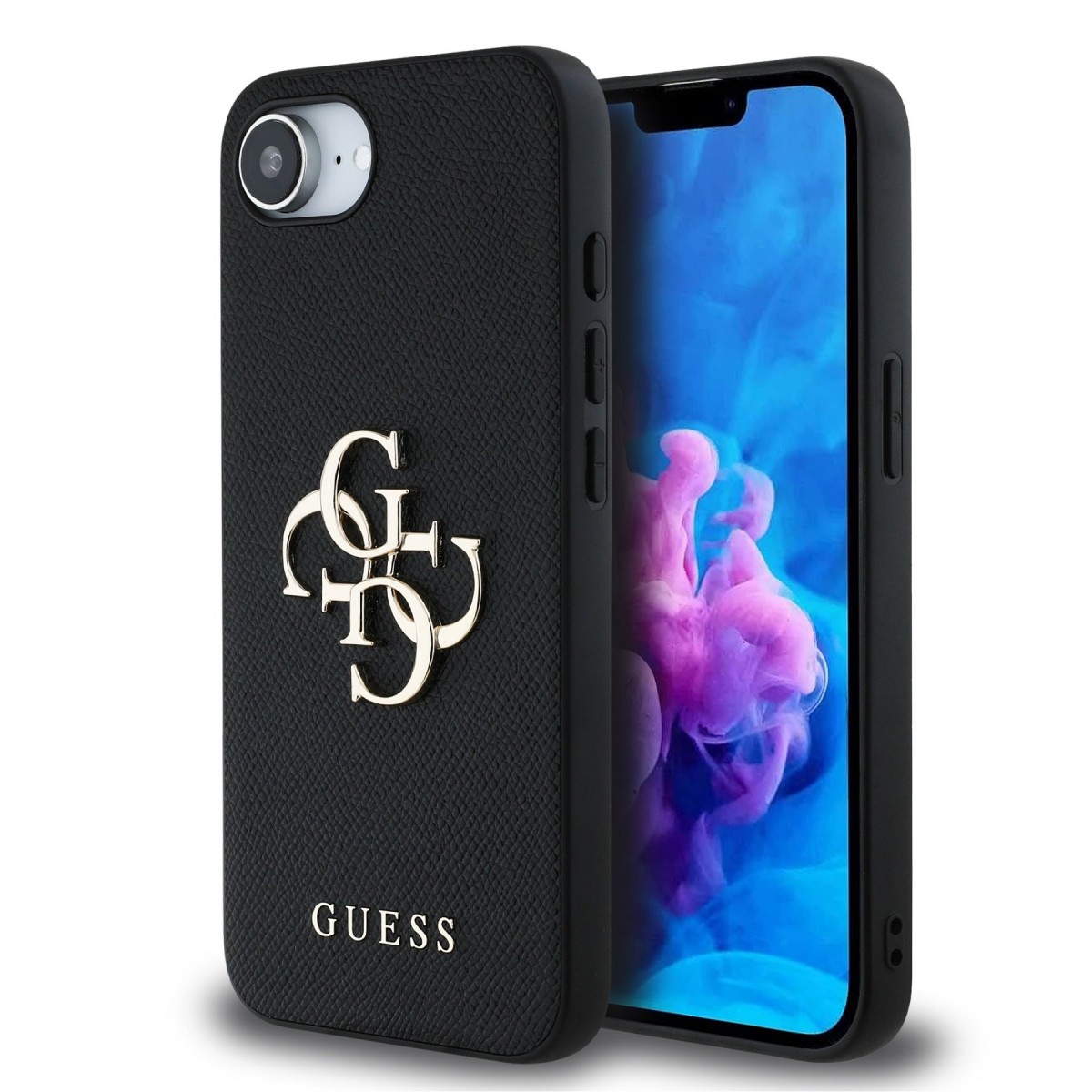 Zadný kryt Guess Guess PU Grained 4G Metal Logo pre iPhone 16e Black