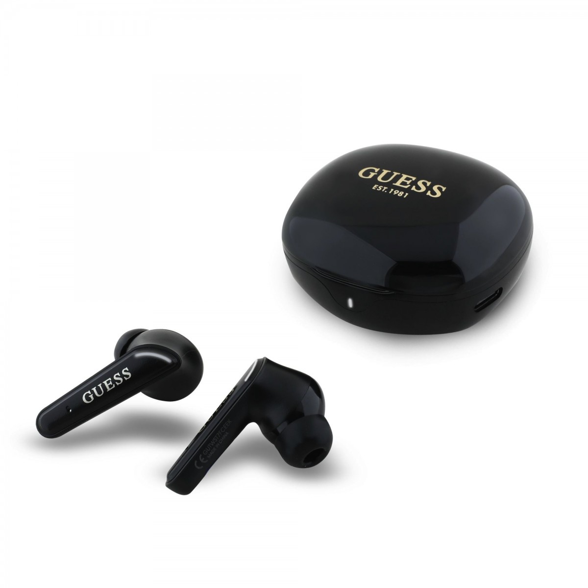 Bezdrôtové slúchadlá Guess Glossy Classic Logo TWS Black