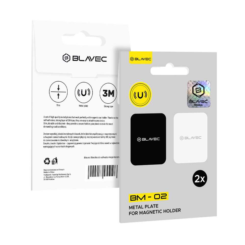 Sada 2 ks kovových lepiacich žetónov Blavec BM-02 black + silver