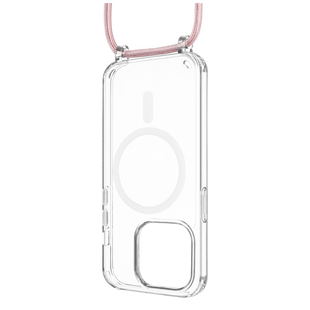 Puzdro FIXED MagPure Neck s ružovou šnúrkou na krk pre Apple iPhone 16e