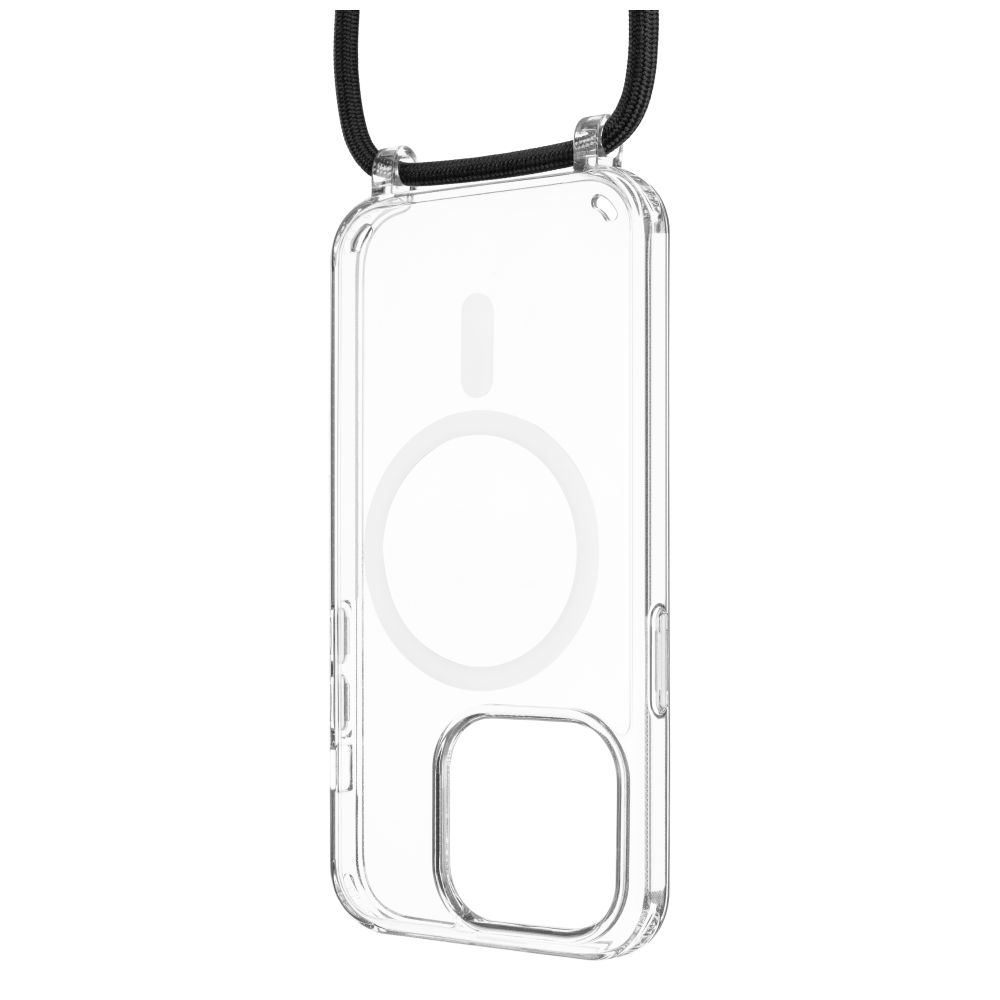 Puzdro FIXED MagPure Neck s čiernou šnúrkou na krk pre Apple iPhone 16e