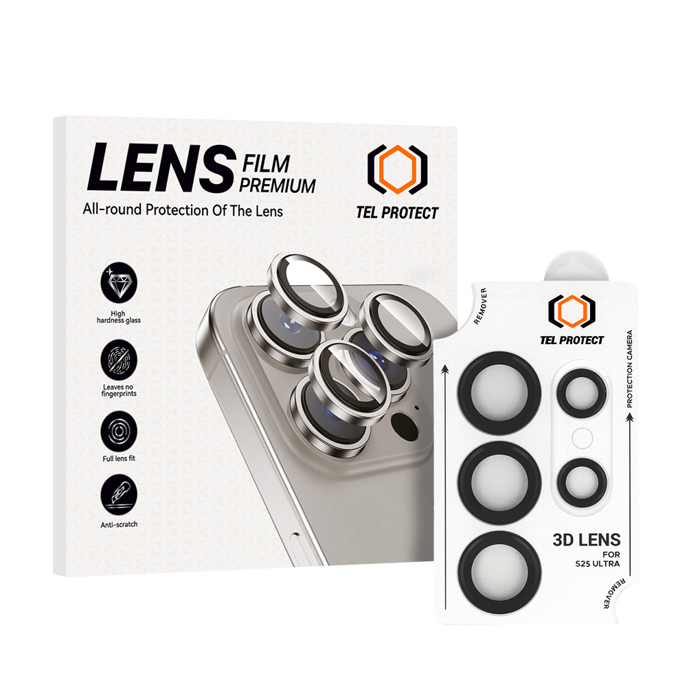 Tvrdené sklo Tel Protect 3D Lens na fotoaparát pre Samsung Galaxy S24 Ultra čierne
