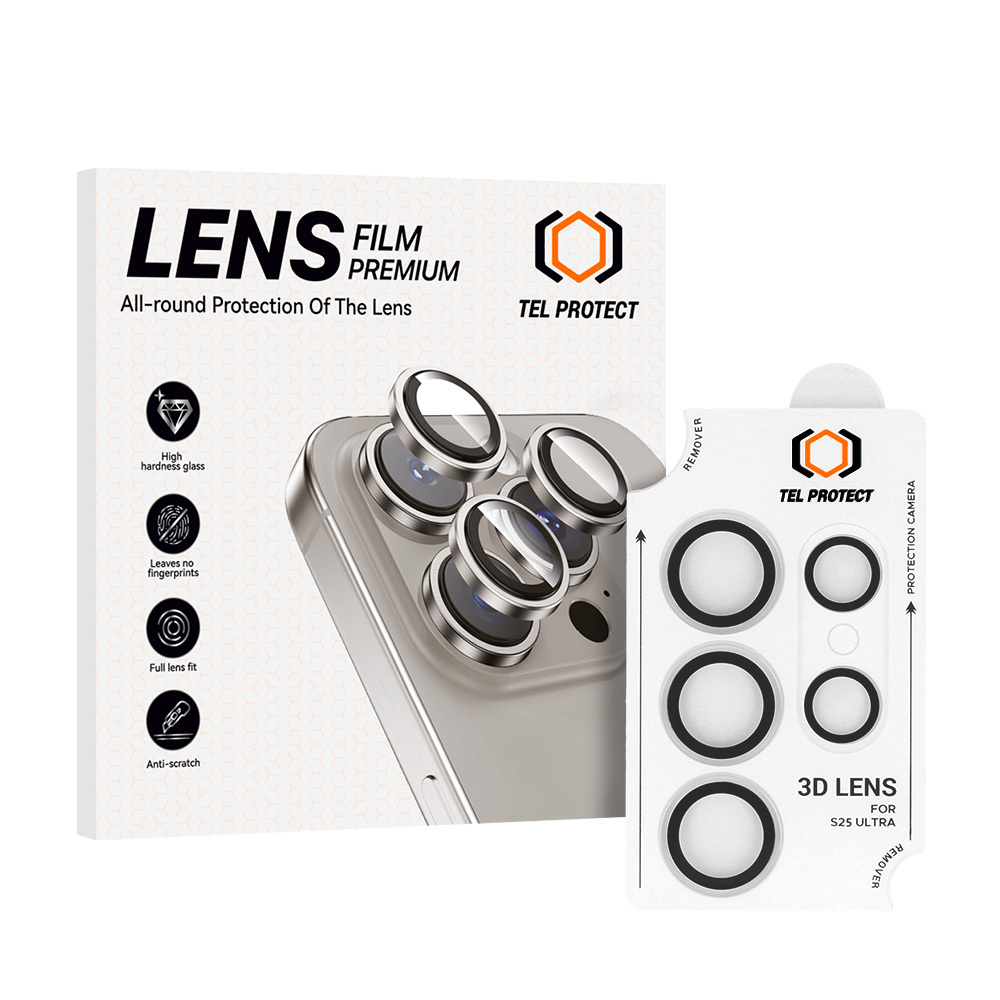Tvrdené sklo Tel Protect 3D Lens na fotoaparát pre Samsung Galaxy S24 Ultra transparentné