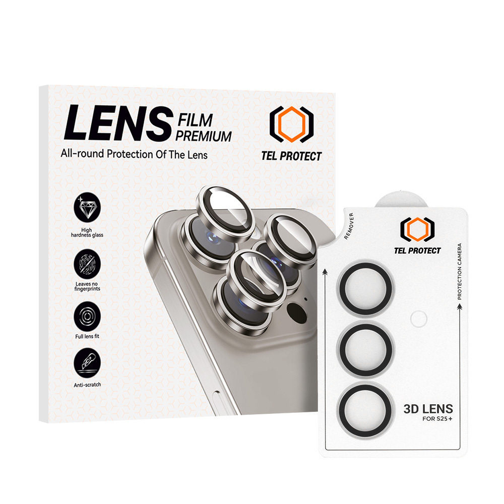 Tvrdené sklo Tel Protect 3D Lens na fotoaparát pre Samsung Galaxy S25 Plus transparentné