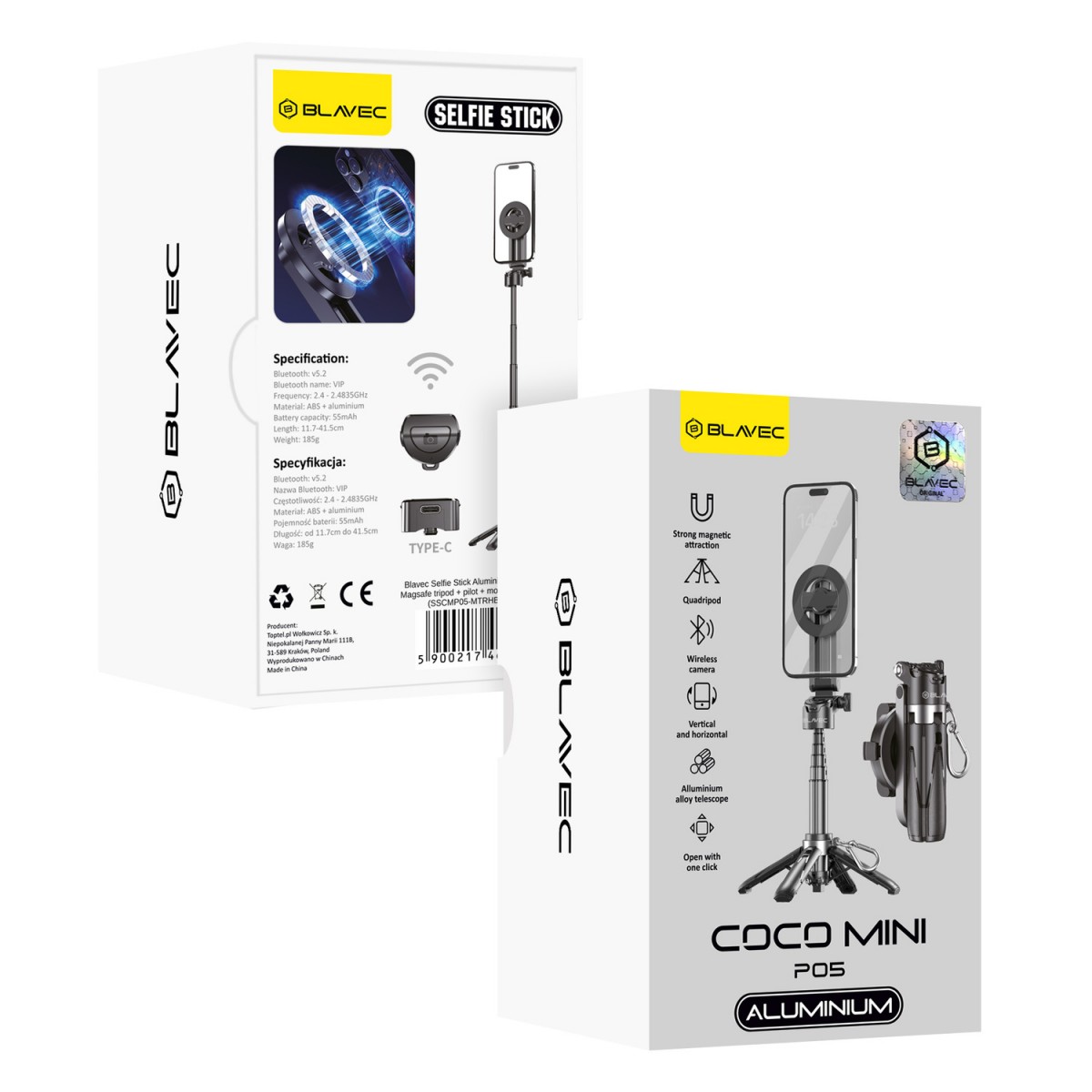 Selfie tyč tripod Blavec P05 Aluminium Coco Mini Magsafe 0,41m (SSCMP05-MTRHB041) čierna
