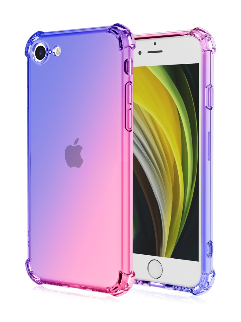 Zadný kryt na iPhone 16e Shock dúhový modro-ružový