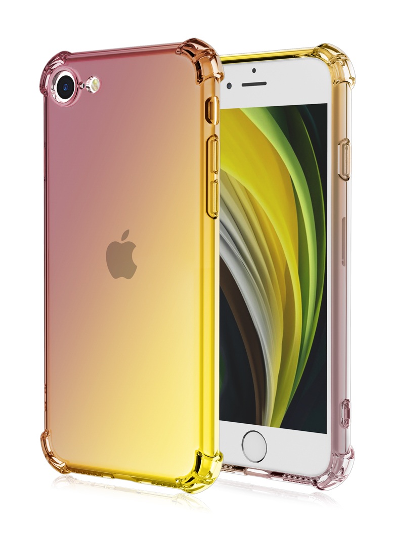 Zadný kryt na iPhone 16e Shock dúhový purpurovo-žltý