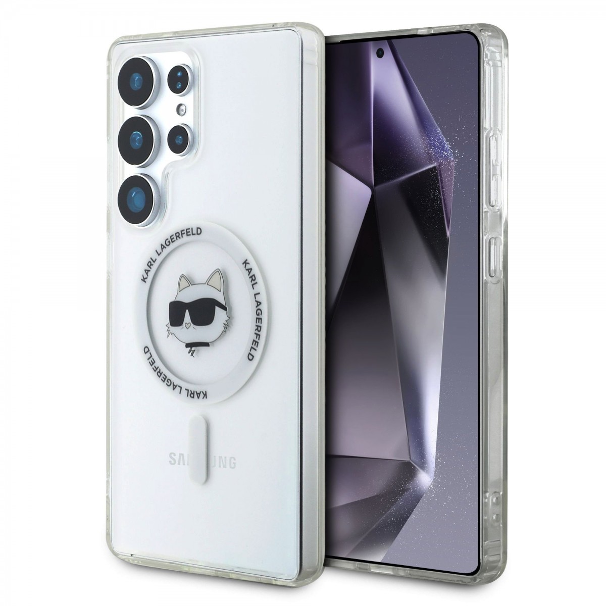 Zadný kryt Karl Lagerfeld IML Choupette Head MagSafe pre Samsung Galaxy S25 Ultra Transparentný