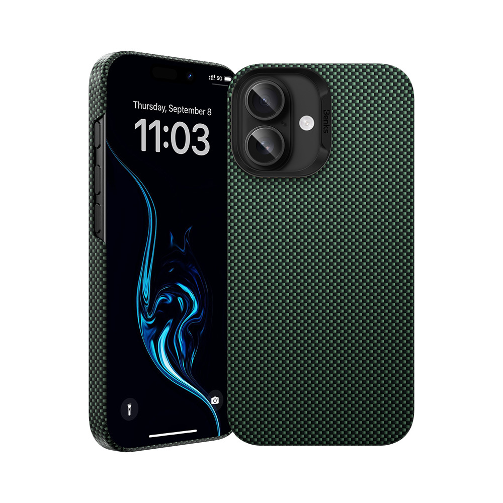 Zadný kryt Benks Magnetic Armor Tint Kevlar 1000D (0064) pre iPhone 16 Plus zelený