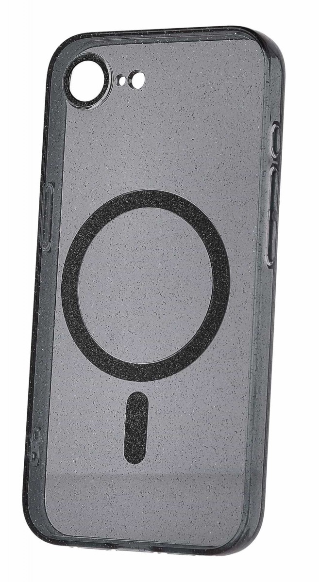 Zadný kryt Glitter Magsafe pre iPhone 16e čierny clear