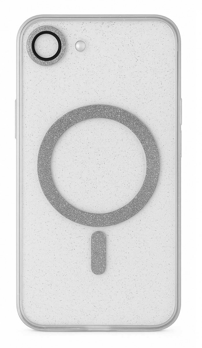 Zadný kryt Glitter Magsafe pre iPhone 16e priehľadný