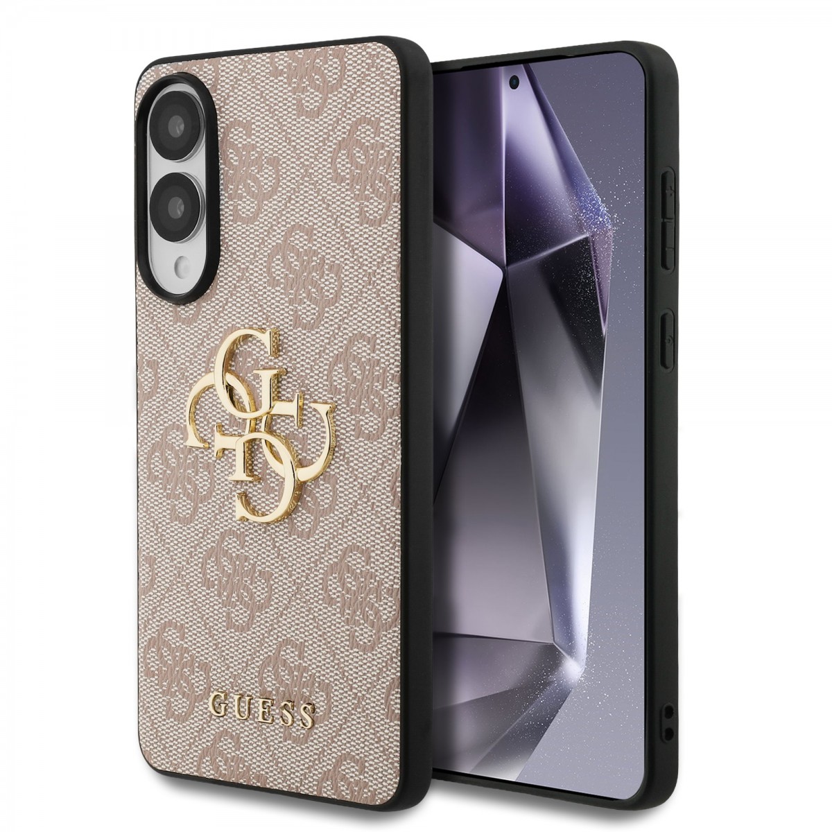 Zadný kryt Guess PU 4G Metal Logo pre Samsung Galaxy S25 Edge Ružový