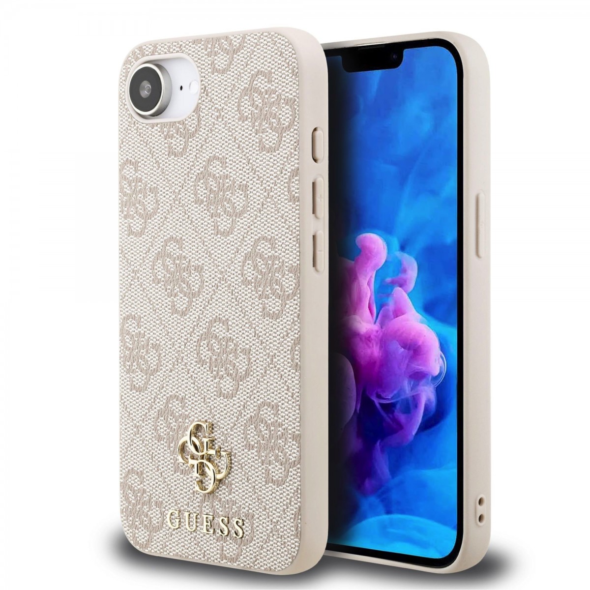 Zadný kryt Guess PU 4G Small Metal Logo MagSafe pre iPhone 16e Ružový