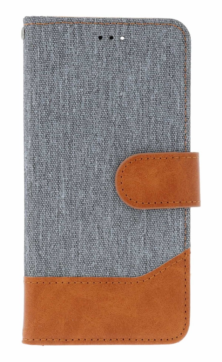 Knižkové puzdro Jeans na iPhone 16e sivé