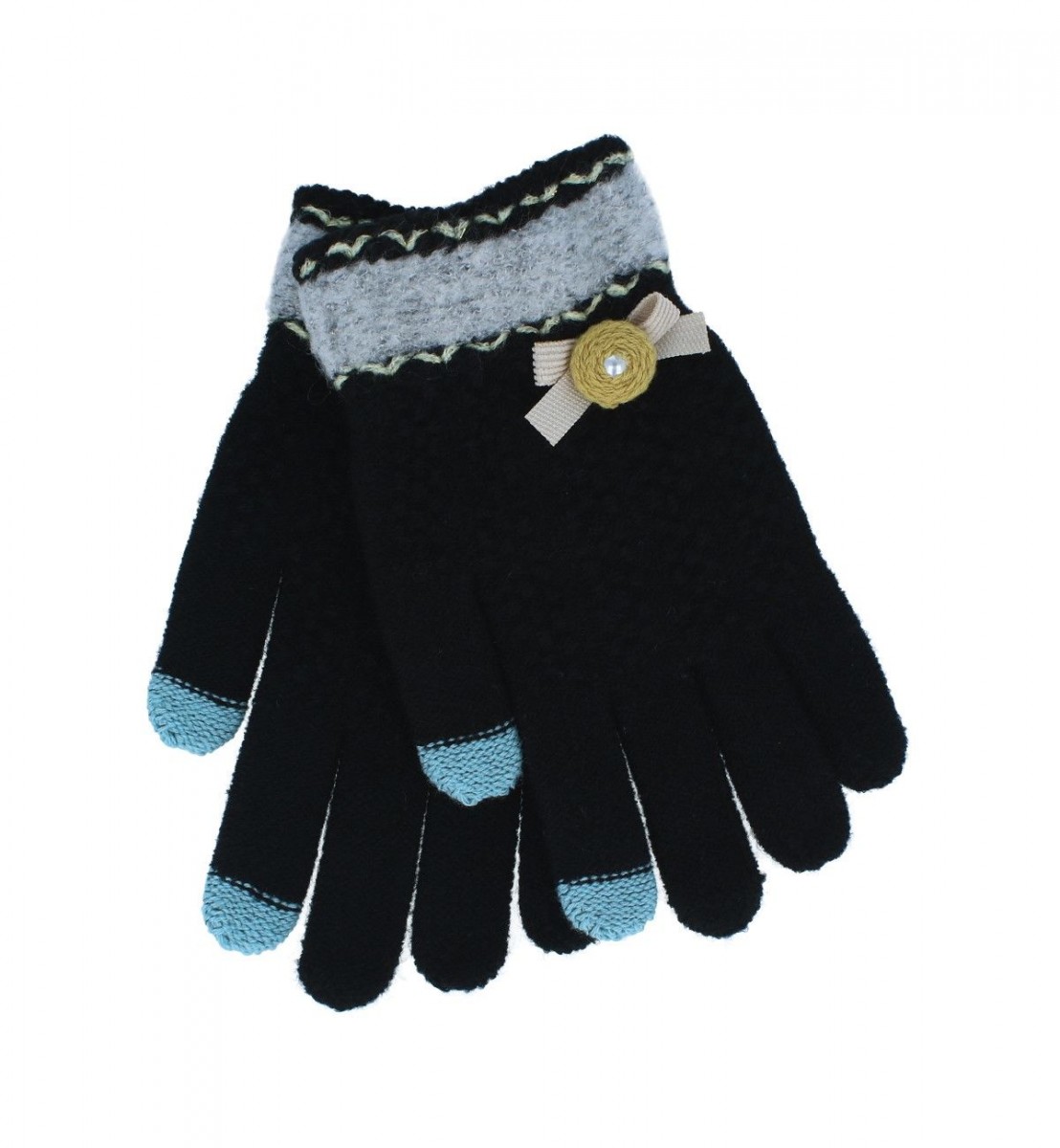 Dotykové rukavice pre mobilný telefón Mašlička čierne veľ. S