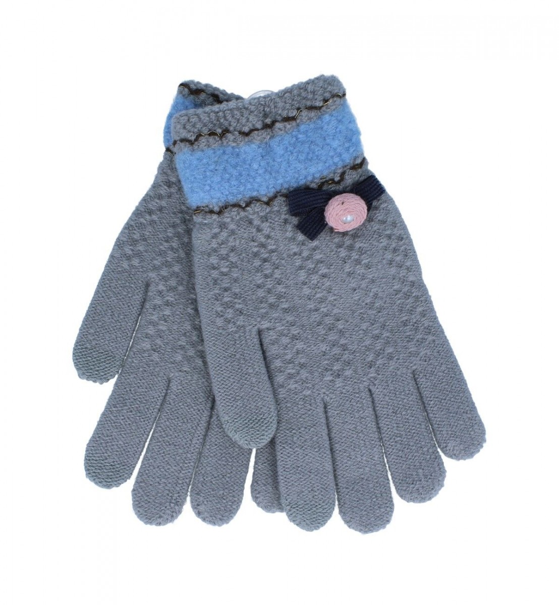 Dotykové rukavice pre mobilný telefón Mašlička sivé vel. S