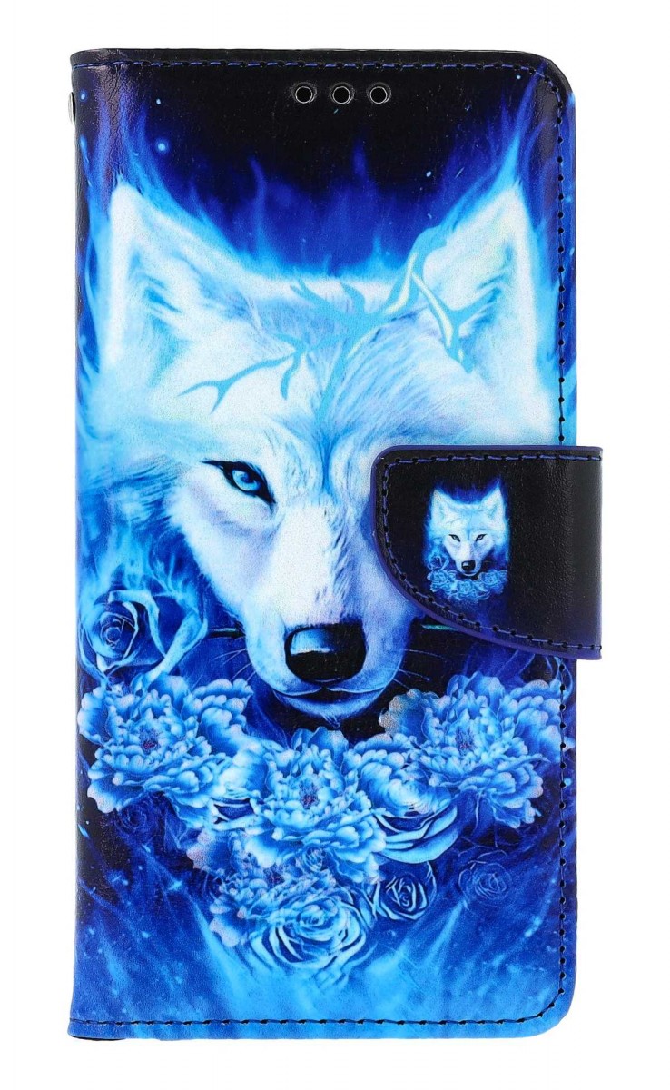 Knižkové puzdro na Samsung A13 Tyrkysový vlk