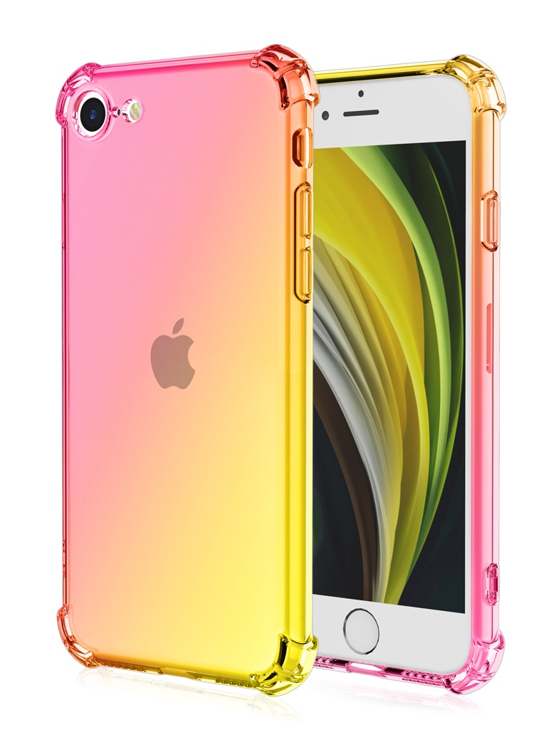 Zadný kryt na iPhone 16e Shock dúhový ružovo-žltý