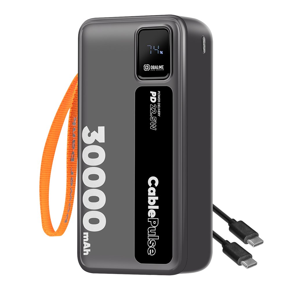 Powerbanka OBAL:ME CablePulse 30000mAh 22,5W čierna