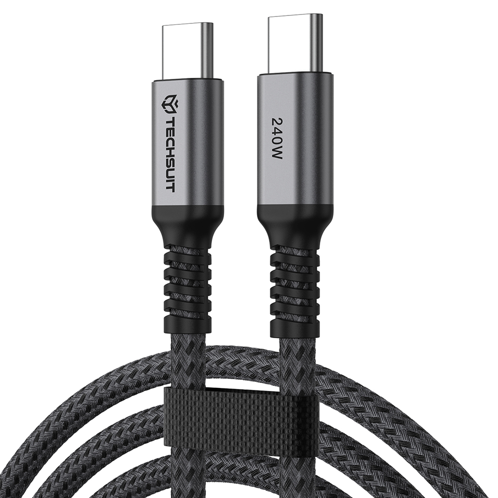Datový kabel Techsuit TitanSync Pro CX2 USB-C / USB-C 240 W 480 Mb/s 2 m šedý