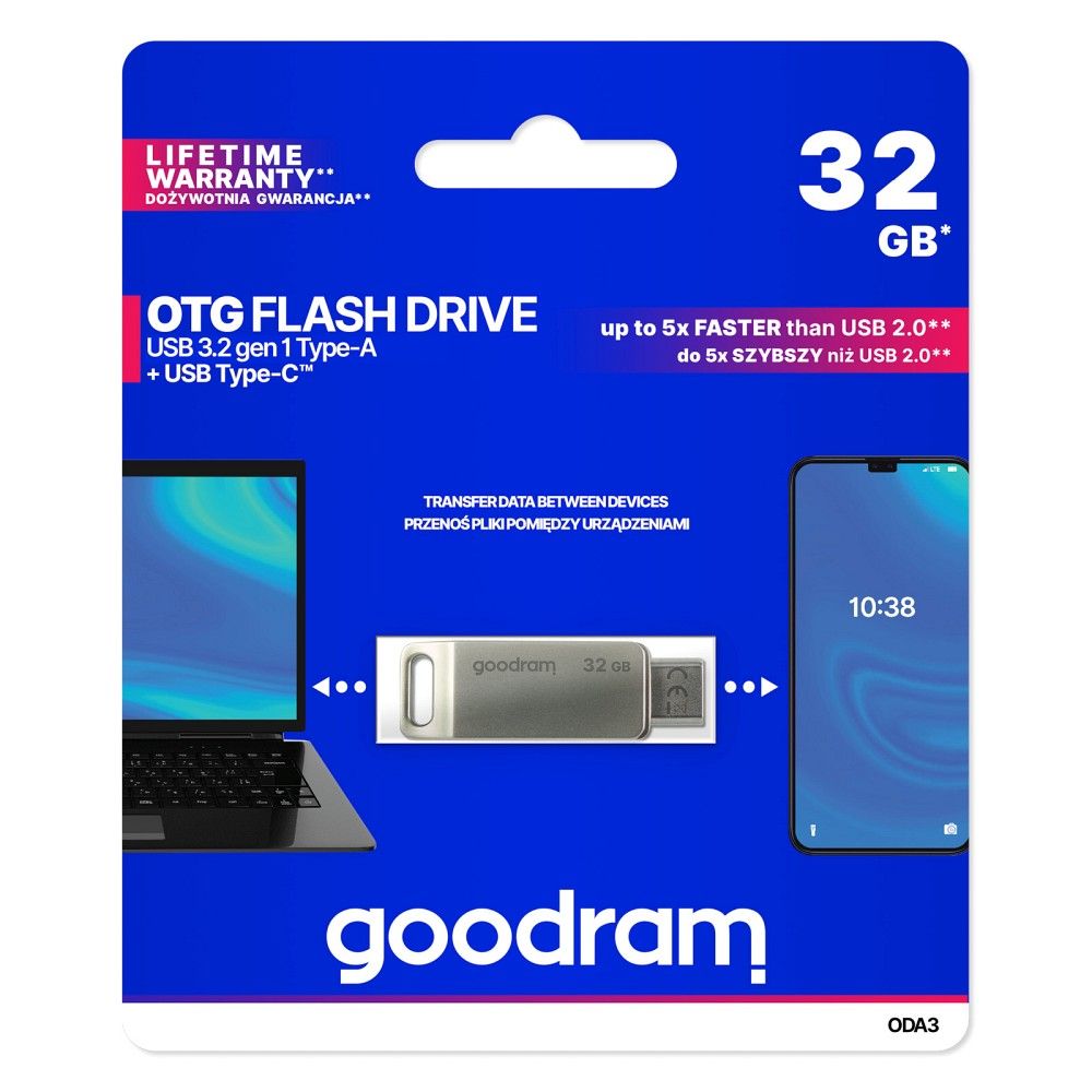 USB kľúč GOODRAM OTG USB-A + USB-C ODA3 32 GB USB 3.2