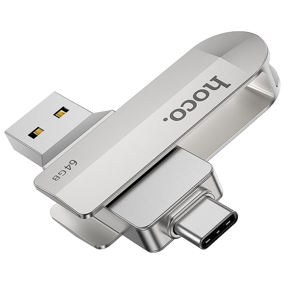 USB kľúč 64GB USB 3.0 (USB-A + USB-C) Hoco UD10 strieborný
